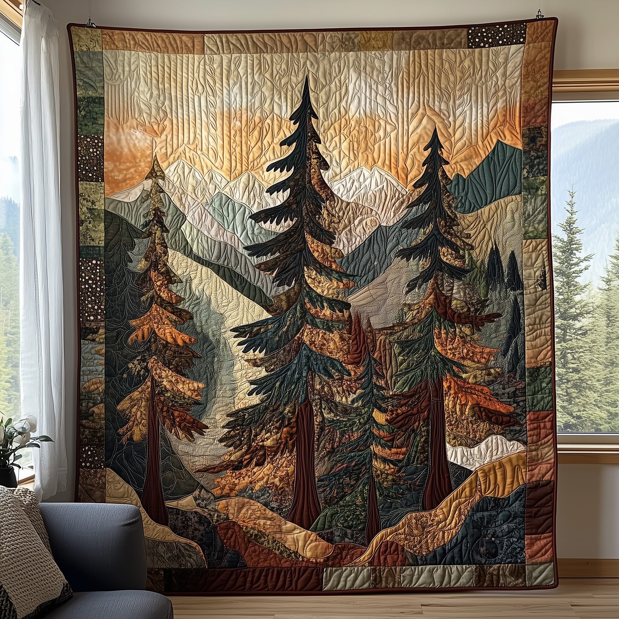 Earthy Forest Quilted Blanket Couch Throw BlanketGifts For Christmas For Mother In Law