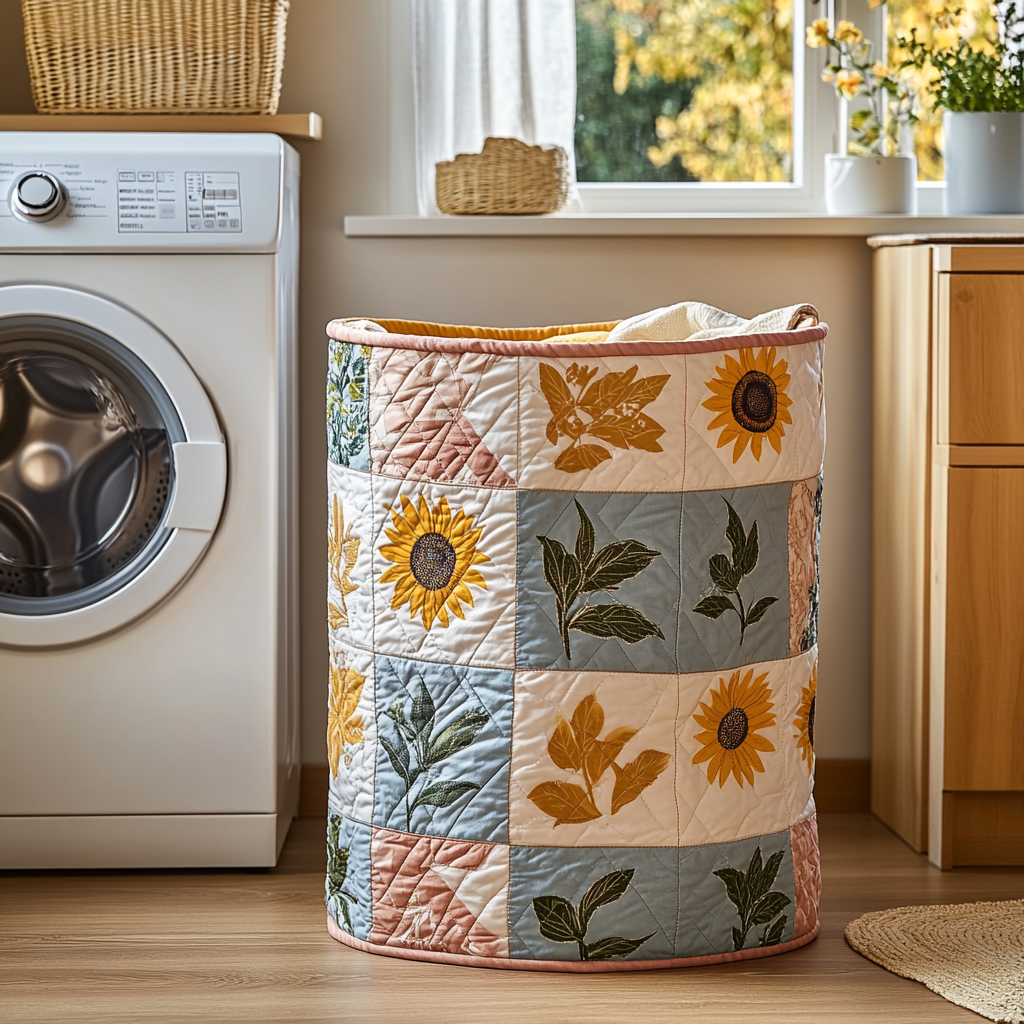 Earthy Garden Quilted Laundry Basket Graduation Merch Gift