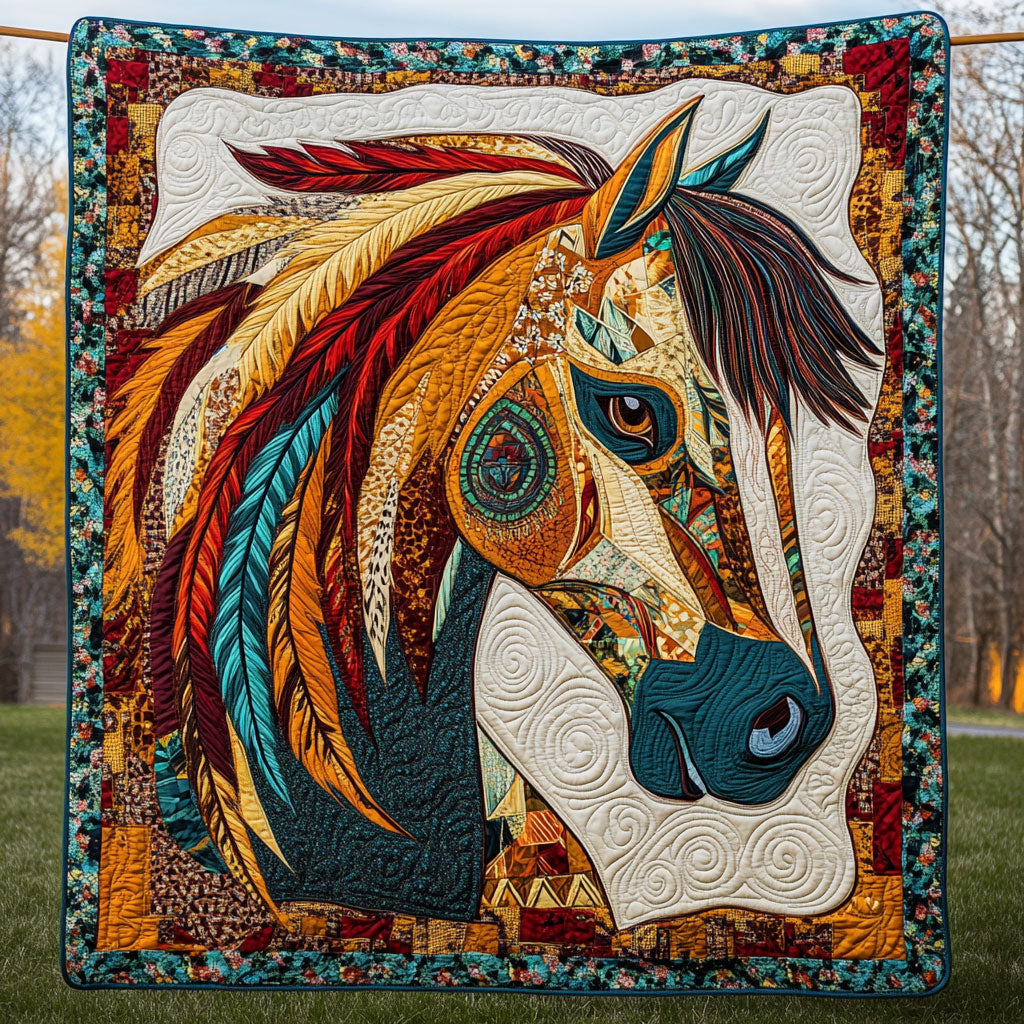 Earthy Horse Quilt Blanket Horse Throws Horse Themed Christmas Gifts