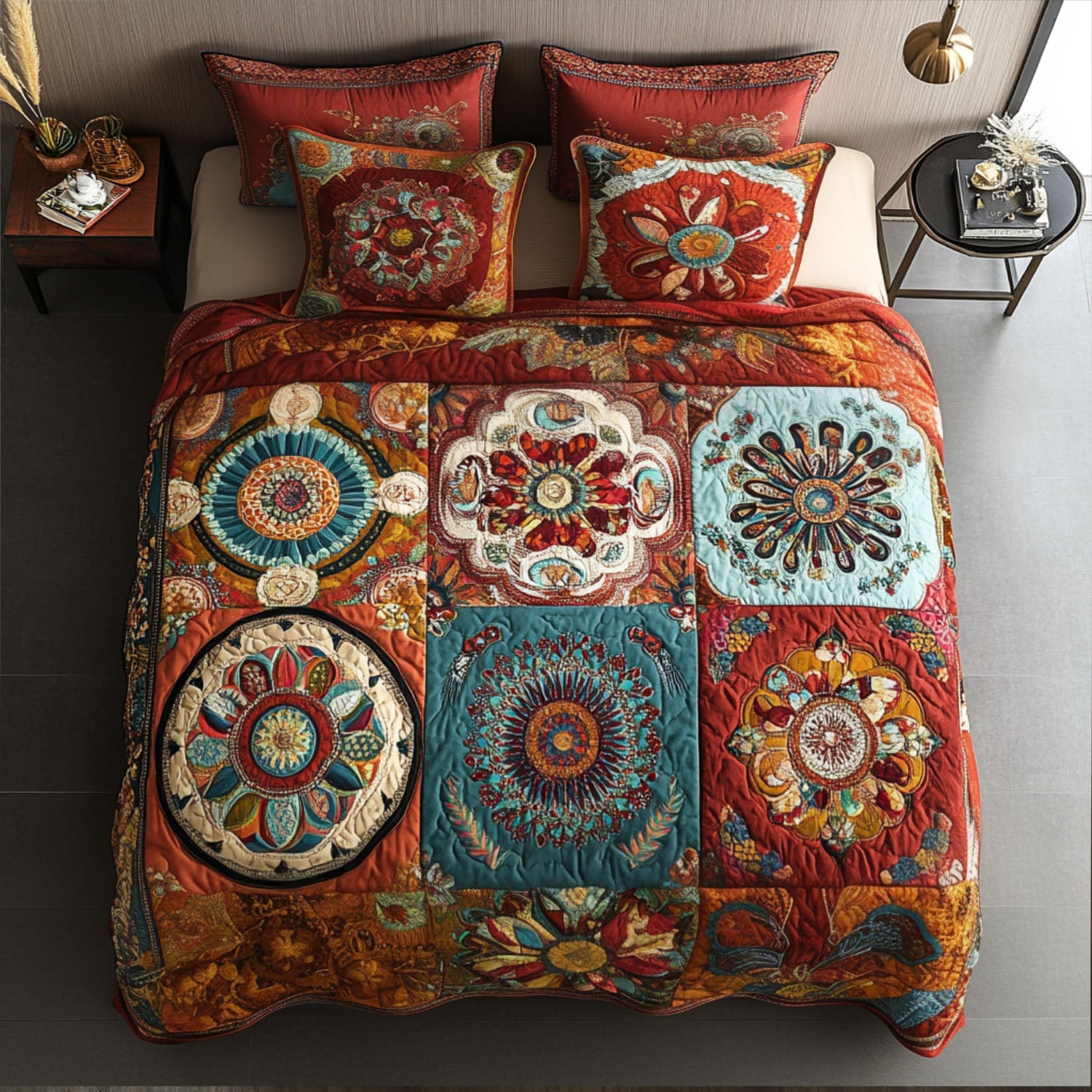 Earthy Tones Quilted Bedding Set Boho Bedroom Idea Christmas Ideas 2025