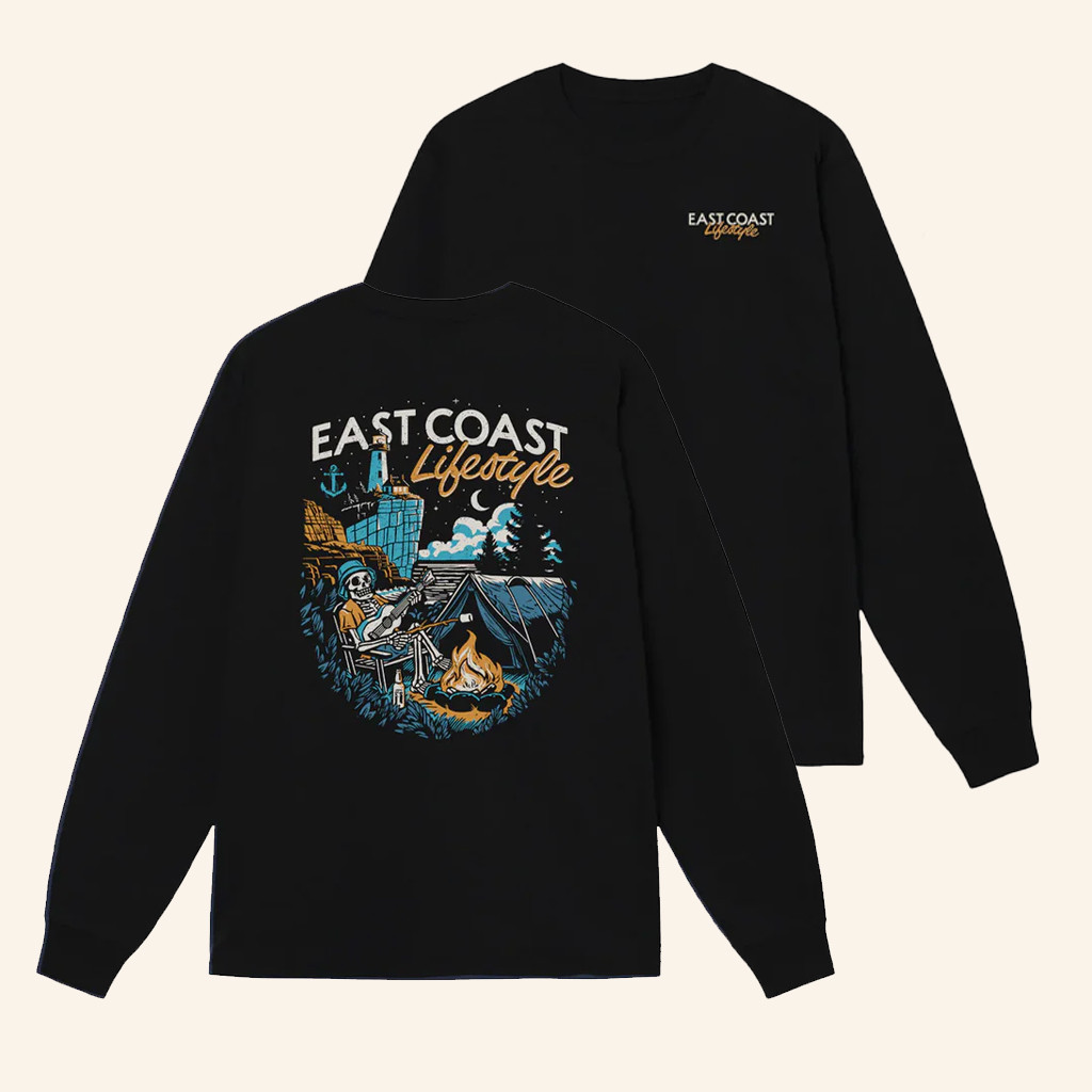 East Coast Lifestyle Merch Campfire Skeleton Long Sleeve T-Shirt Gifts For Son East Coast Lifestyle Merch Campfire Skeleton Long Sleeve T-Shirt Gifts For Son