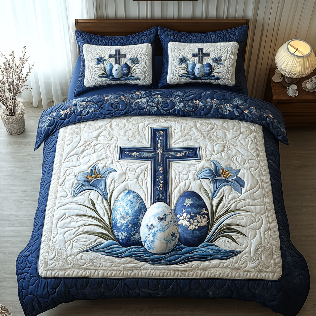 Easter Blessing Quilted Bedding Set Bed Room Decoration Unique Easter Gifts Holiday