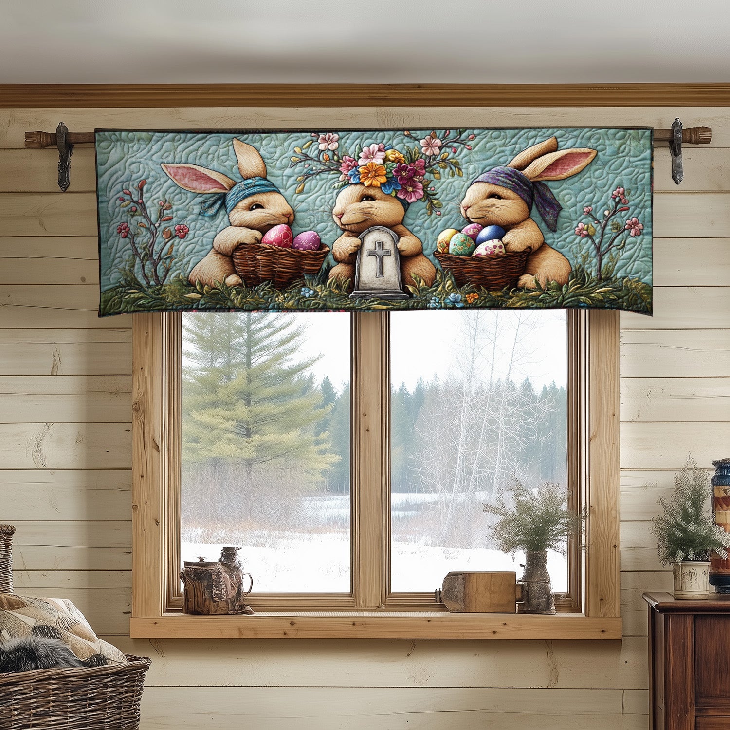 Easter Blessings Quilted Valance Easter Window Valance Easter Presents For Family