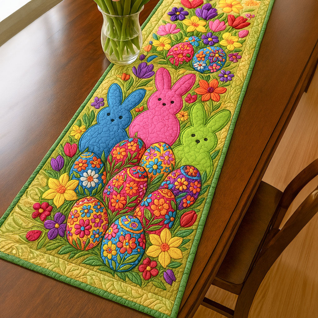 Easter Bloom Quilted Table Runner Elegant Holiday Table Runners Religious Easter Table Decorations
