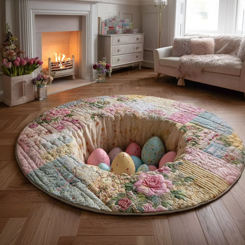 Easter Blossom Abyss Quilted Round Mat Spring Home Decor Gift For Easter Lovers