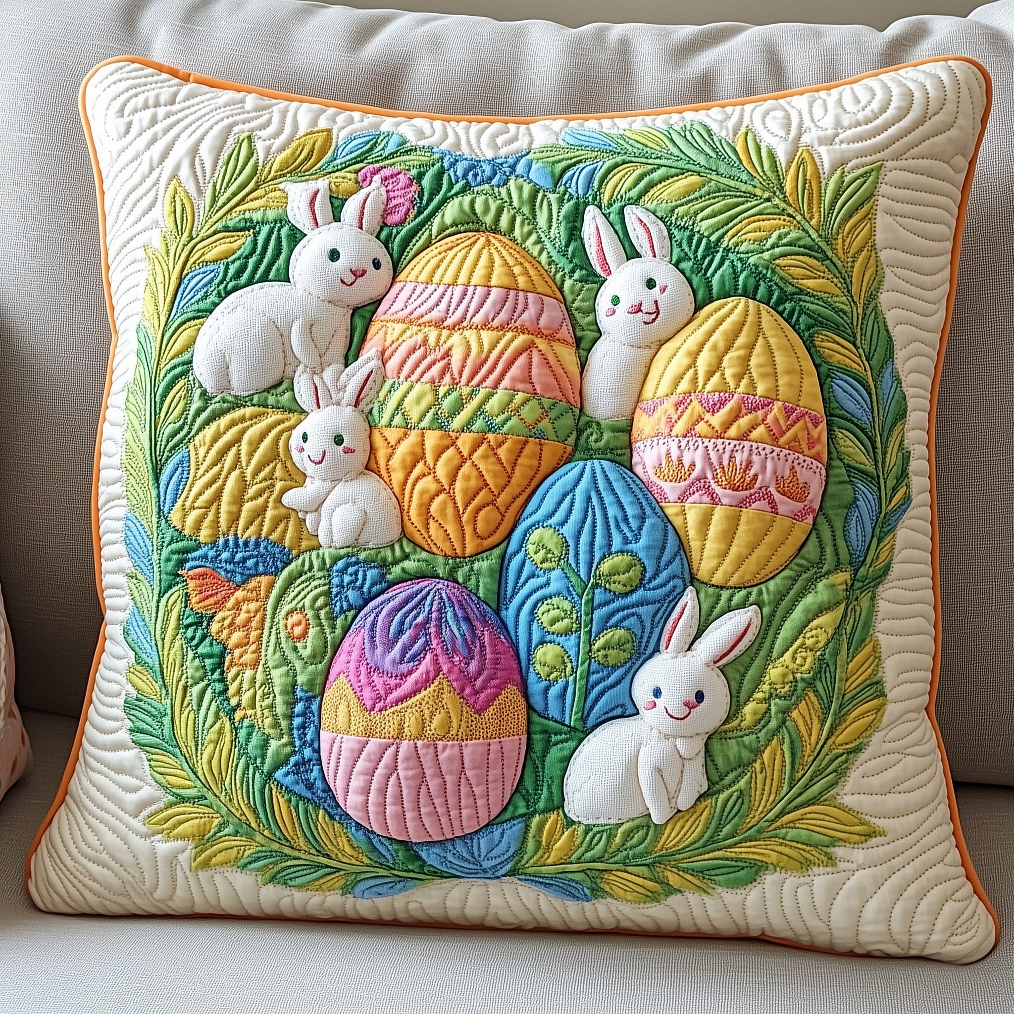 Easter Bunnies Quilted Pillow Case Gift For Boyfriend