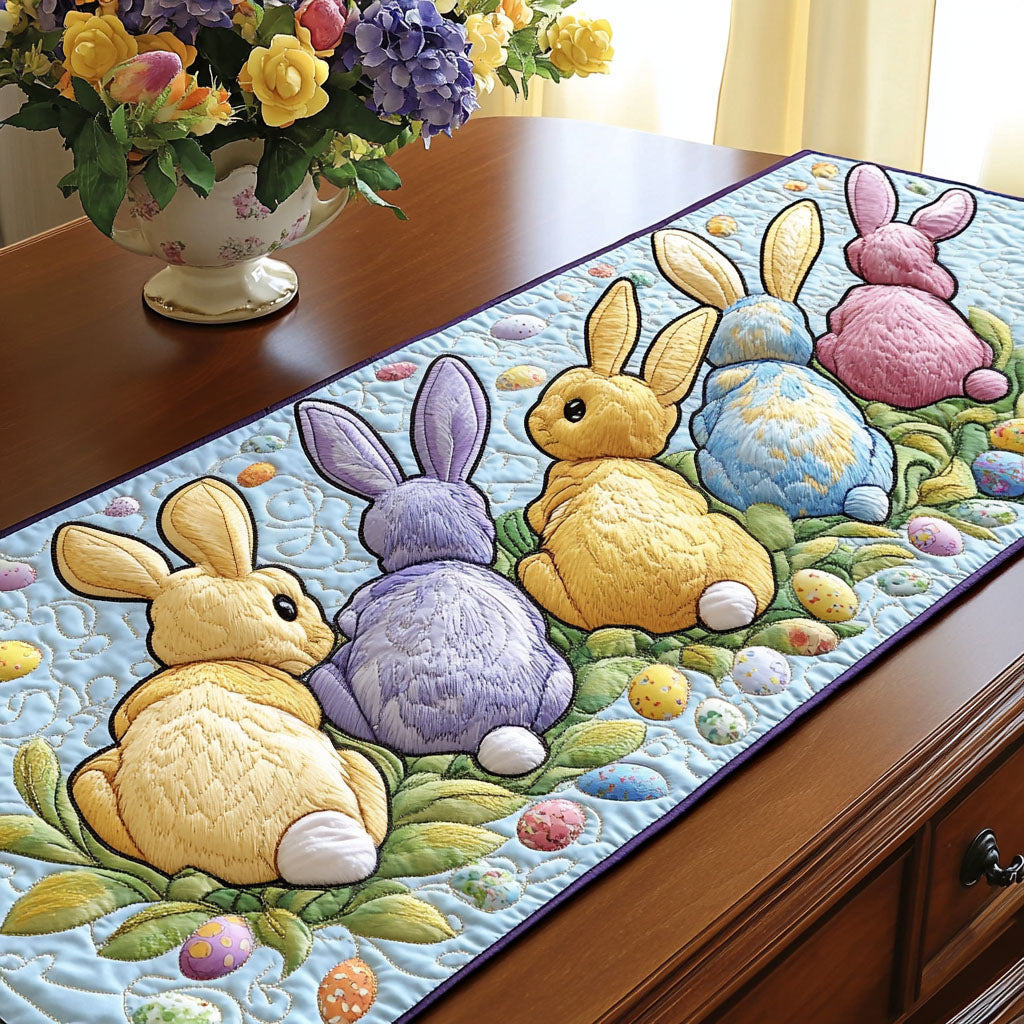 Easter Bunny Parade Quilted Table Runner Easter Spring Table Runner Unique Gifts Family