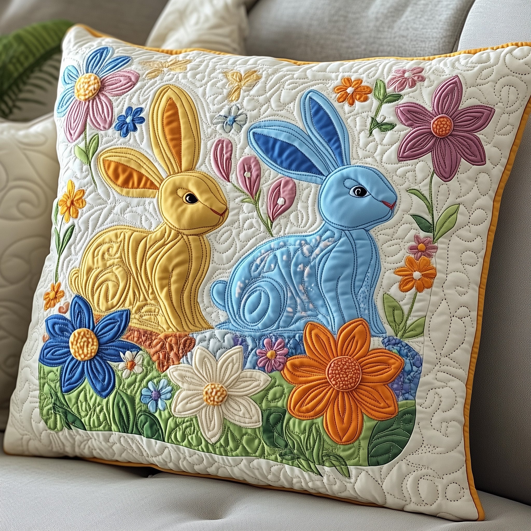 Easter Bunny Quilted Pillow Case Gift For Boyfriend