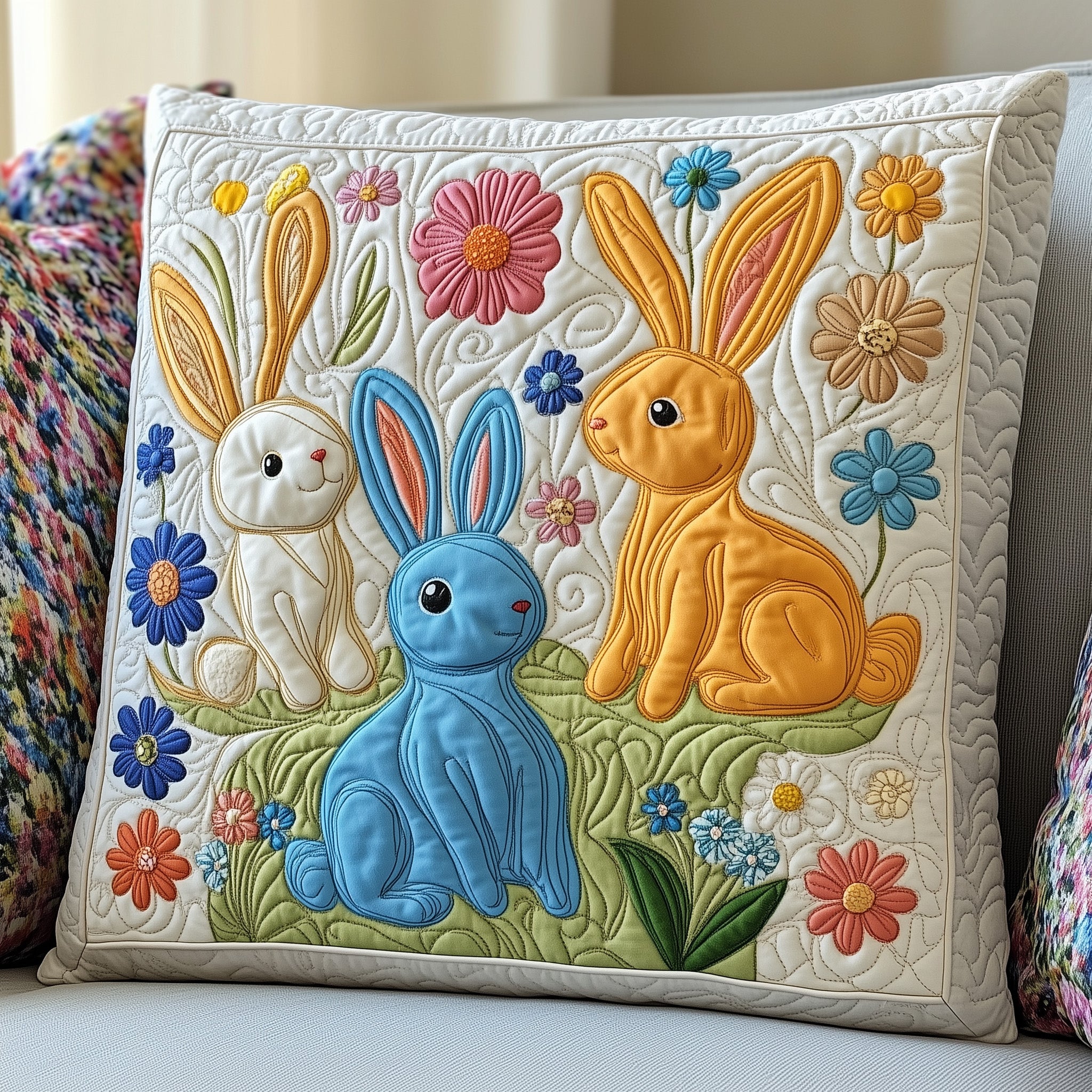 Easter Bunny Quilted Pillow Case Gift For Dad