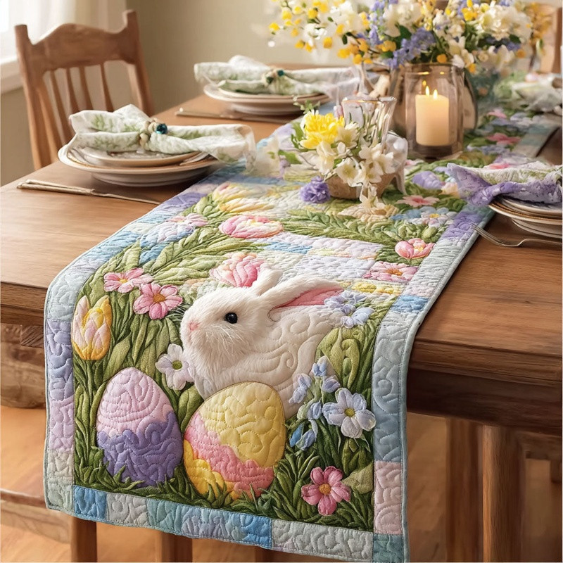 Easter Bunny Quilted Table Runner Spring Table Decor Best Gift For Easter Lovers