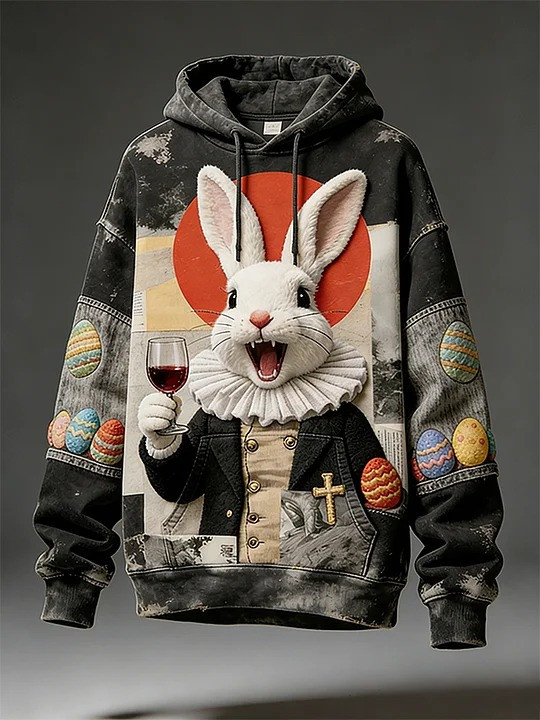 Easter Bunny Vintage Cross Hoodie Faith Easter Egg Holiday Clothing Best Gift For Easter Lovers