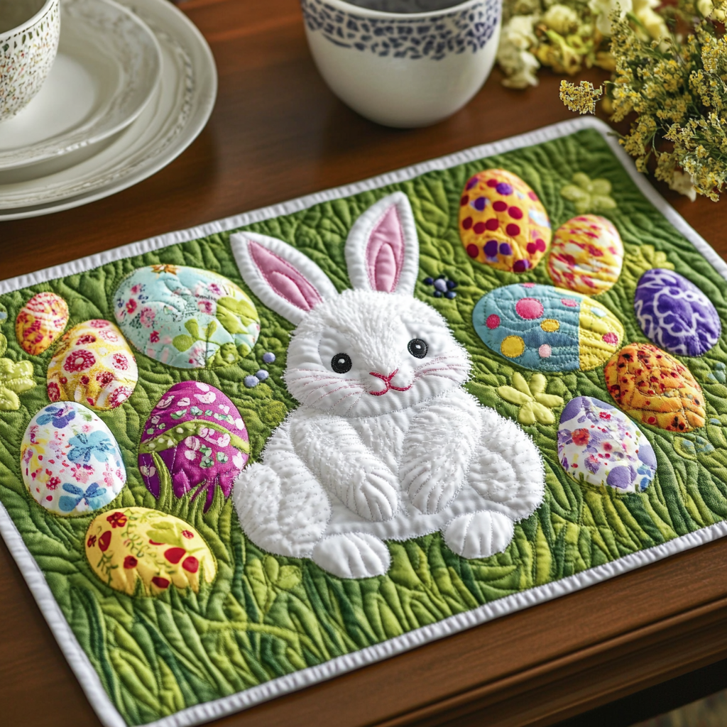 Easter Cheer Quilted Place Mat House Decor Items Gifts For Bunny Rabbit Lovers