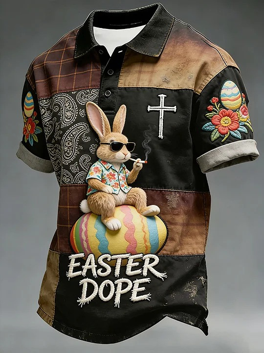 Easter Dope Polo Shirt Cool Bunny Easter Egg Cross Holiday Clothing Best Gift For Easter Lovers