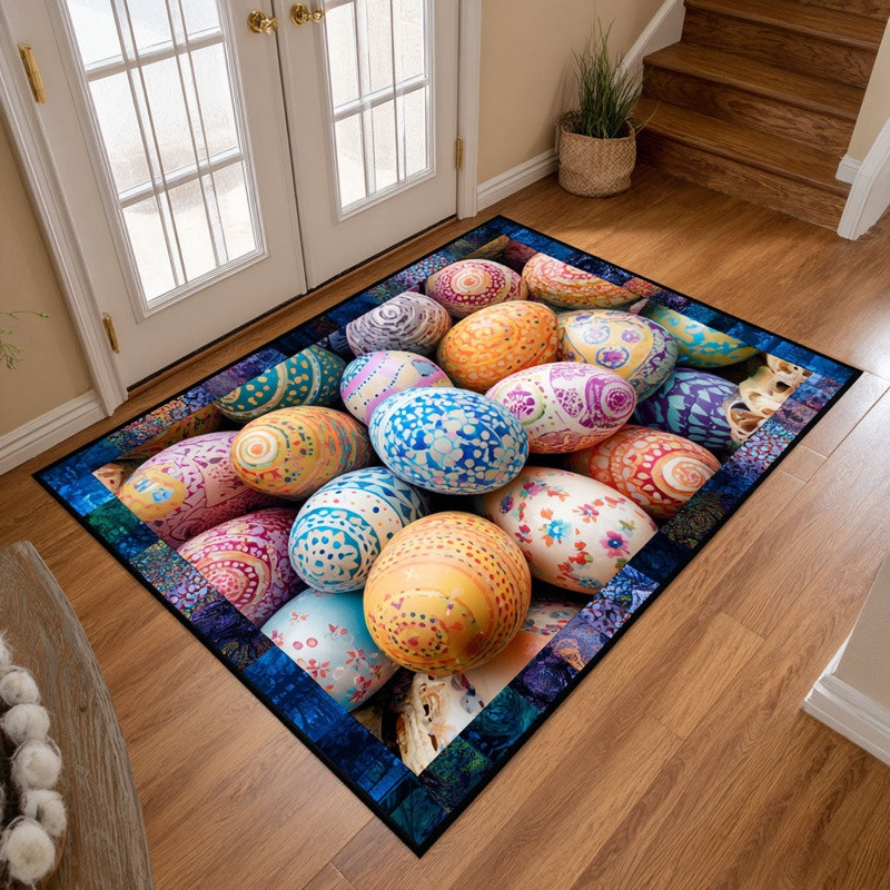 Easter Egg Wonderland Quilted Area Rug Spring Home Decor Best Gift For Easter Lovers