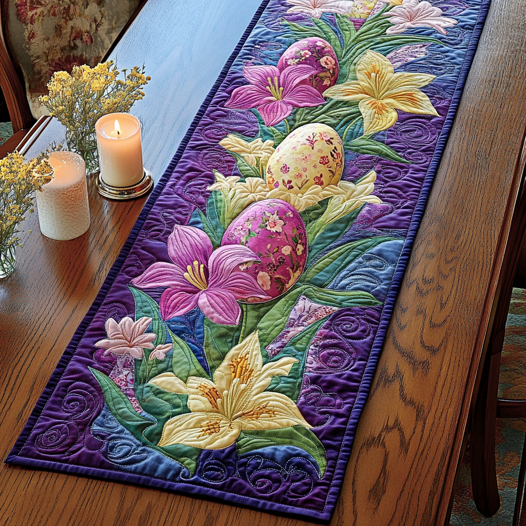 Easter Elegance Quilted Table Runner He Is Risen Table Decor Best Friend Presents