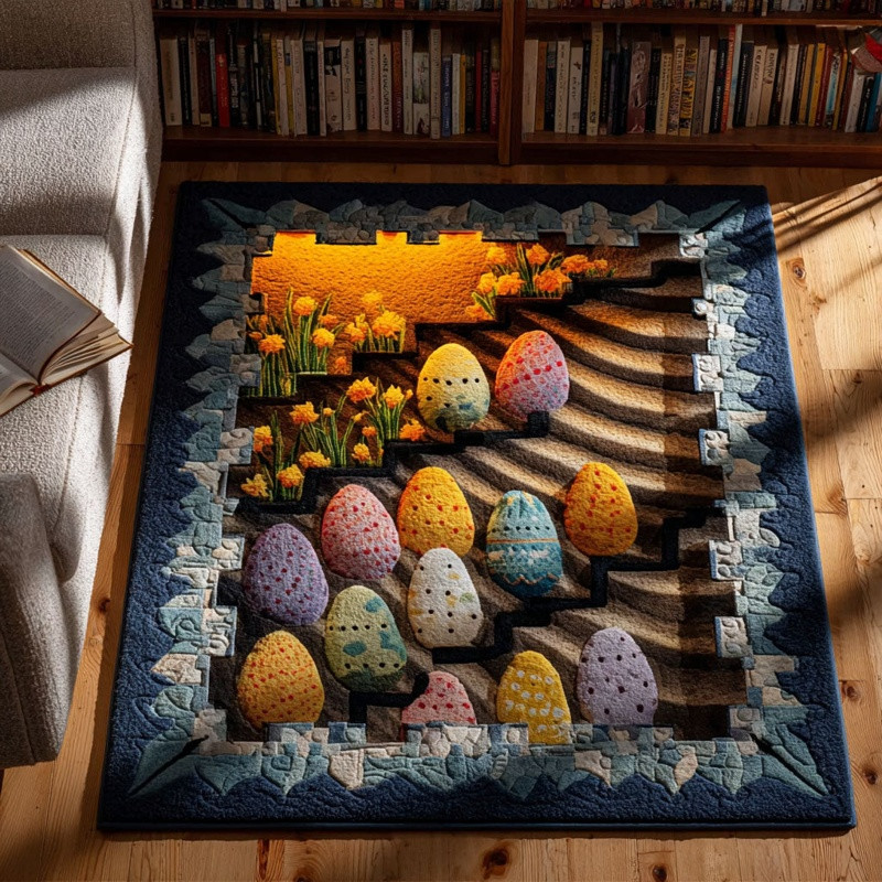 Easter Garden Pathway Quilted Area Rug Spring Floral Home Decor Best Gift For Easter Lovers