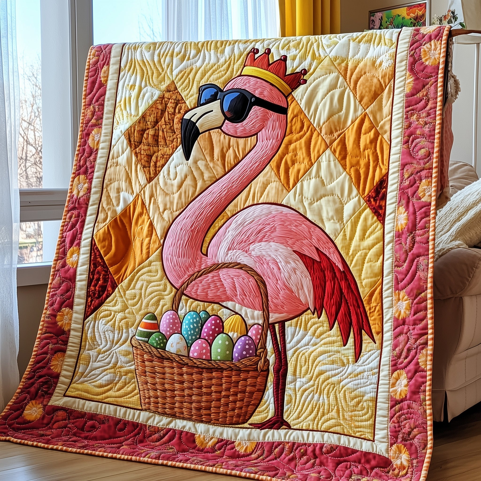 Easter in the Tropics Quilted Blanket Cute Bed BlanketBest Easter Themed Gifts