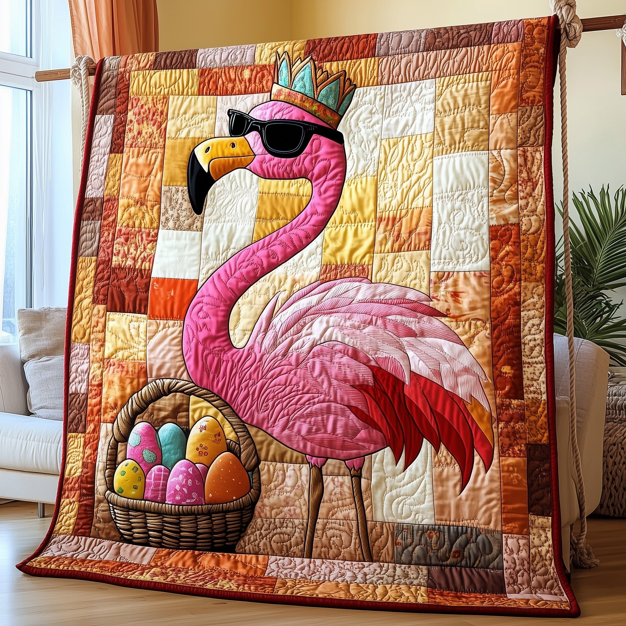 Easter in the Tropics Quilted Blanket Cute Bed BlanketEaster Gifts For Adults