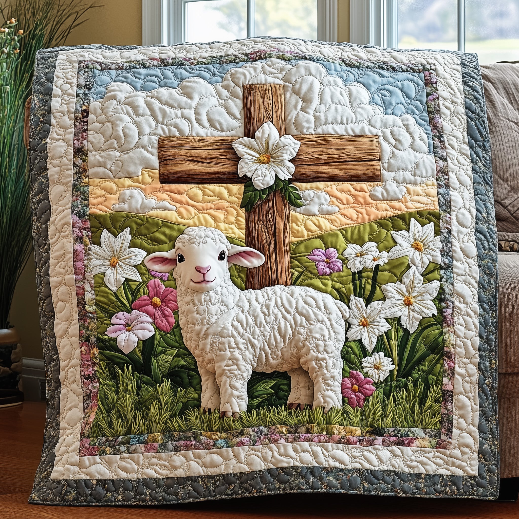 Easter Lamb Quilted Blanket Cute Soft BlanketBest Easter Gifts For Adults