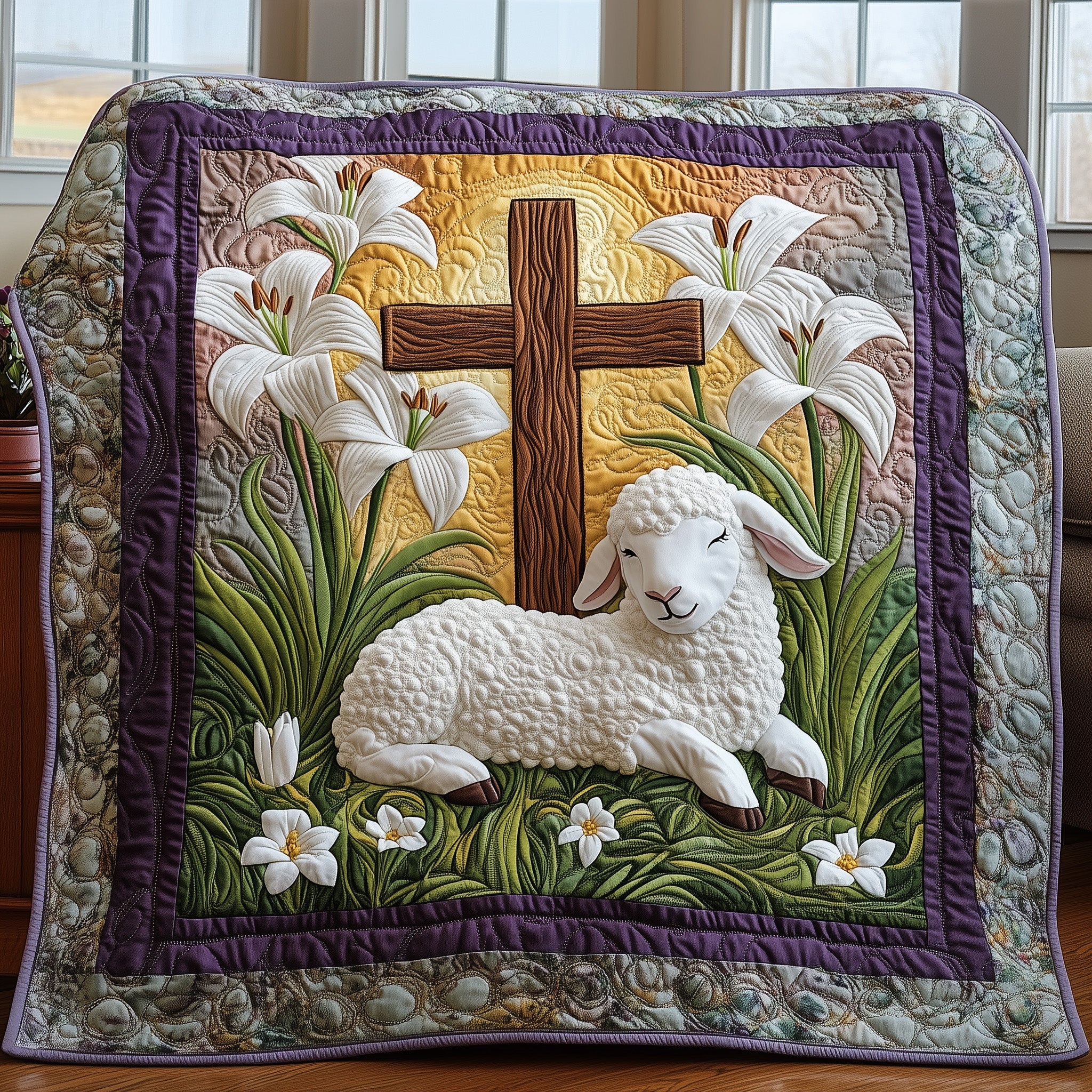 Easter Lamb Quilted Blanket Cute Soft BlanketEaster Gifts For Adults