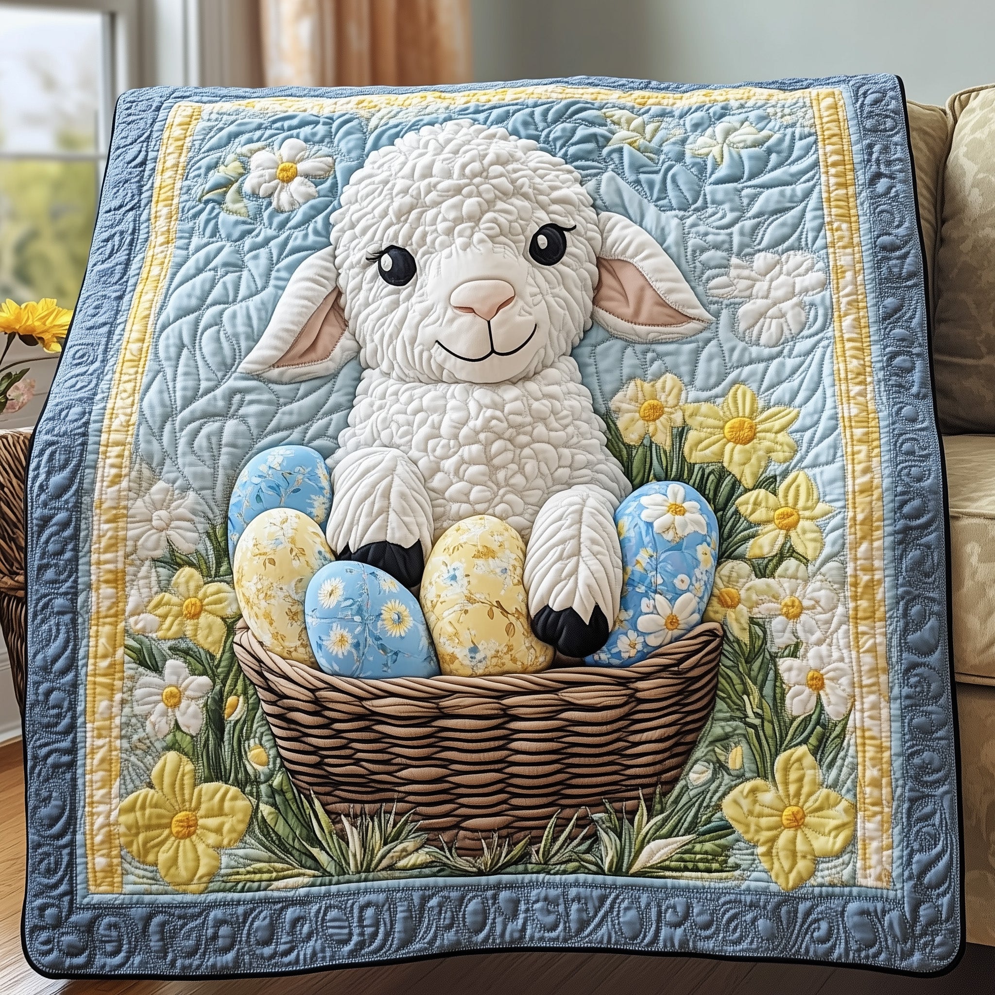 Easter Lamb Quilted Blanket Cute Soft BlanketEaster Gifts For Men