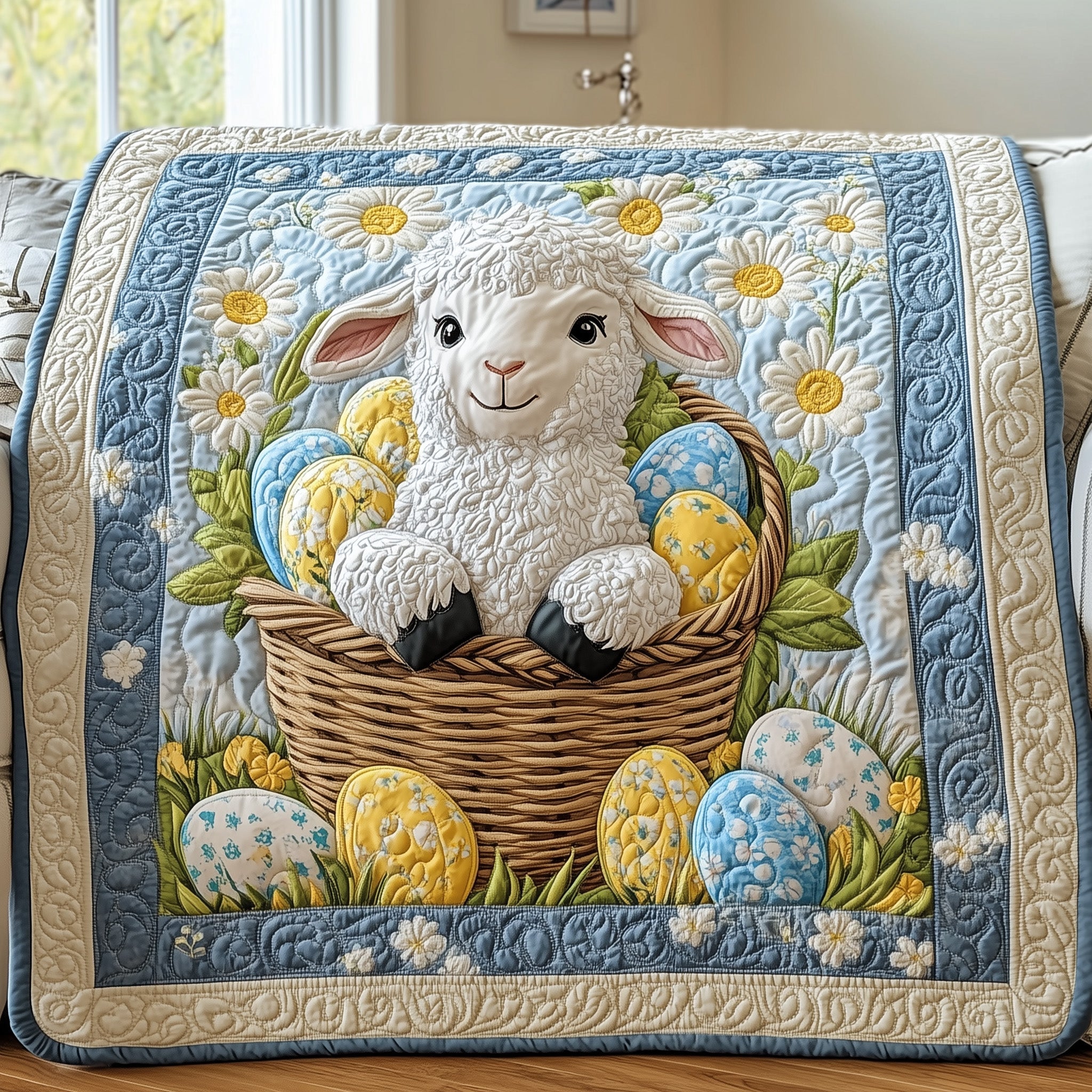 Easter Lamb Quilted Blanket Cute Soft BlanketEaster Holiday Gift Items
