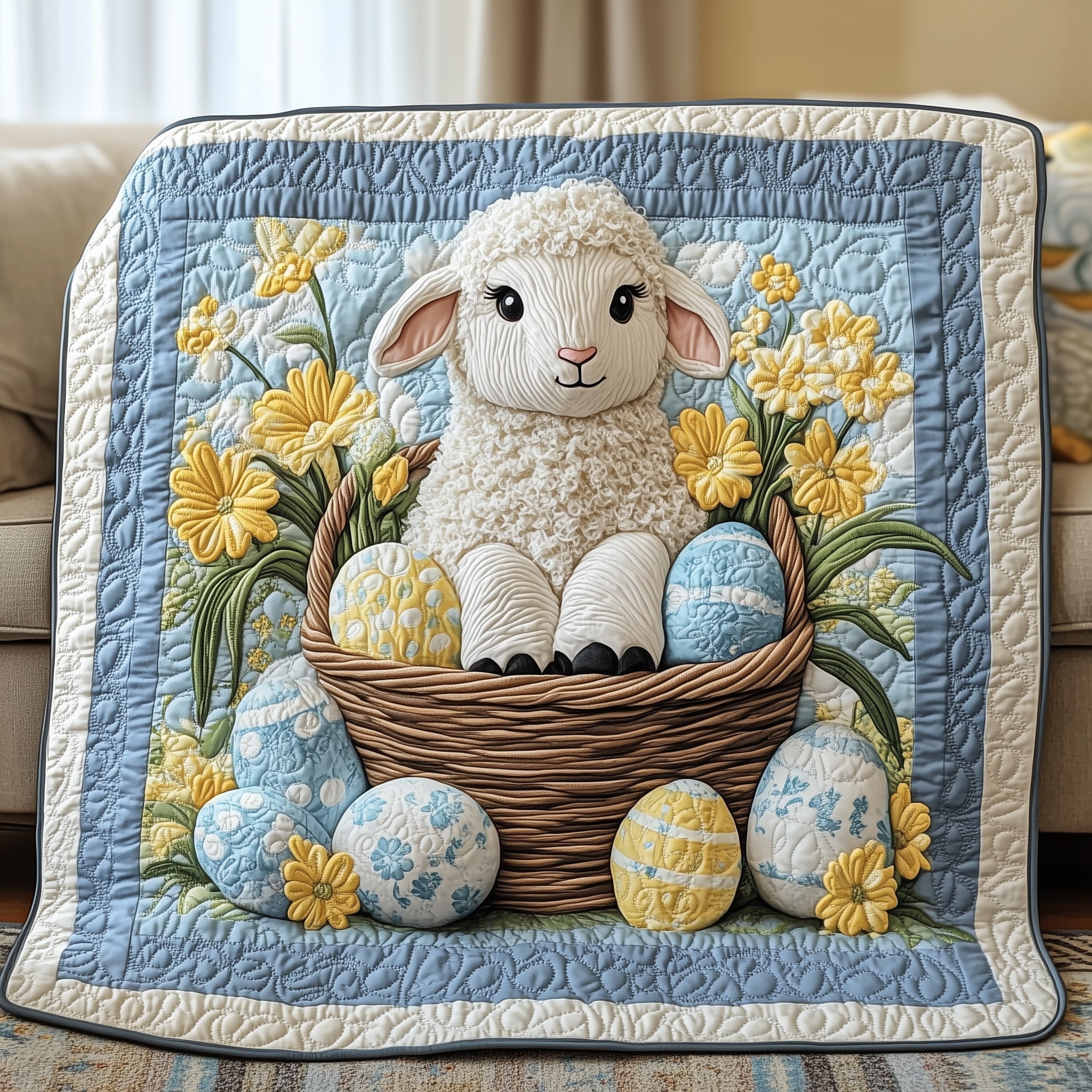 Easter Lamb Quilted Blanket Cute Soft BlanketUnique Easter Gifts Holiday