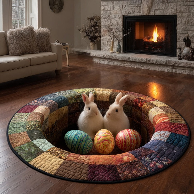 Easter Mystic Hollow Quilted Round Mat Spring Home Decor Gift For Easter Lovers