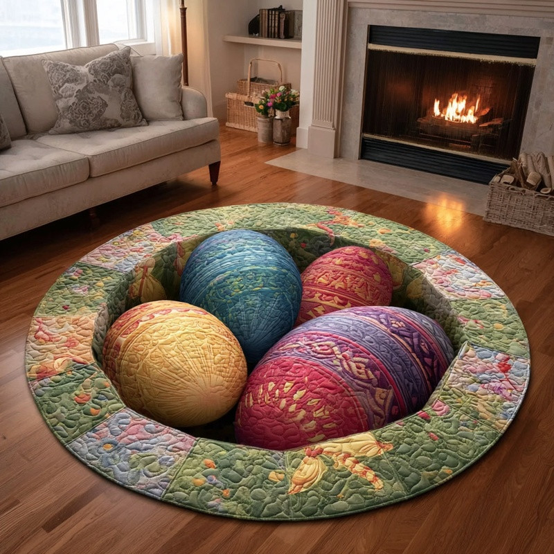 Easter Ornament Orb Quilted Round Mat Festive Spring Decor Best Gift For Easter Lovers