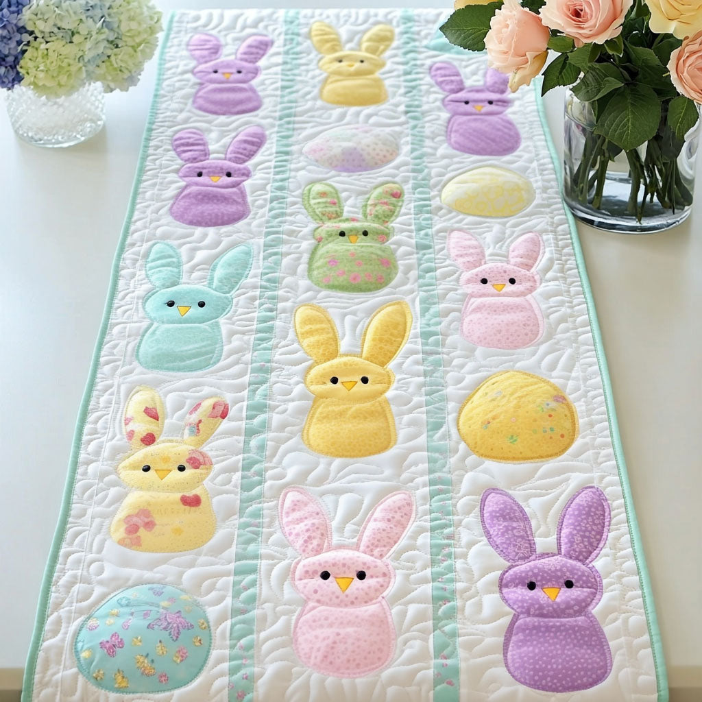 Easter Peeps Party Quilted Table Runner Easter Dining Table Decor Gift Ideas For Friends