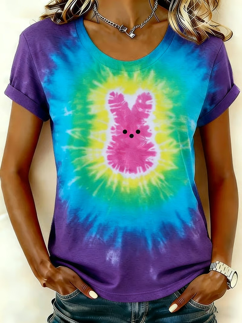 Easter Peeps Tie-Dye Bunny T-Shirt Funny Spring Rabbit Candy Fan Tee Best Gift For Easter Peep Lovers