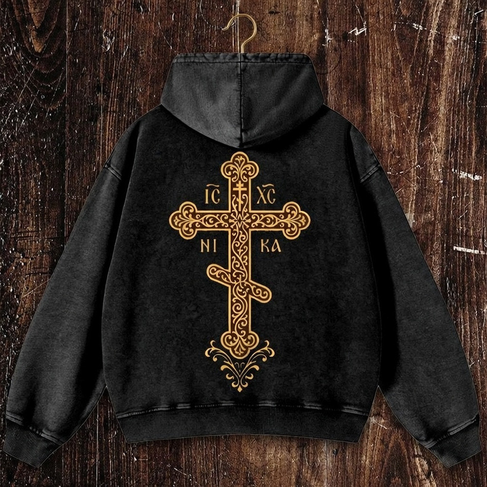Eastern Orthodox Cross Hoodie Ornate Christian Faith Apparel Best Gift For Orthodox