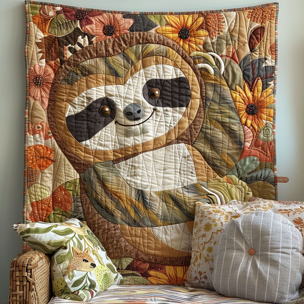 Easygoing Sloth Quilted Blanket Gifts For Sloth Lovers