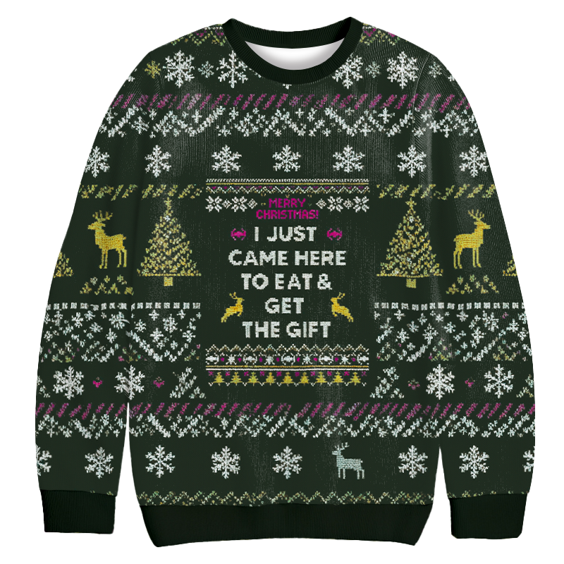 EAT AND RUN Christmas Ugly Sweatshirt Holiday Joke Gift Idea