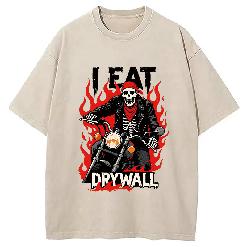 Eat Drywall Funny Meme Washed T-Shirt Classic Graphic Fashion Tee Gifts For Sister