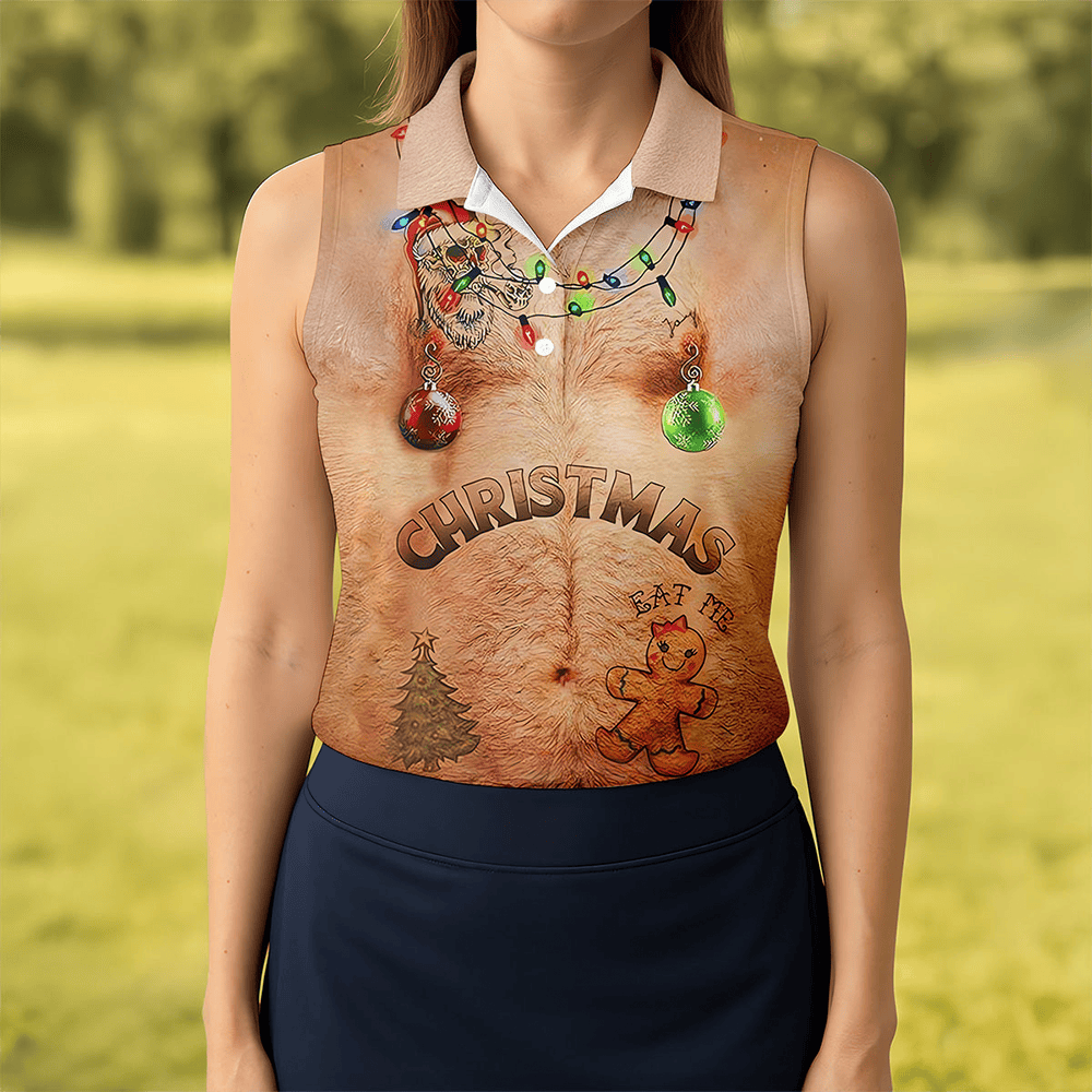 Eat Me Funny Christmas Golf Shirt Fun Women S Golf Shirts Unique Gift For Golfer Ladies Golf Polos