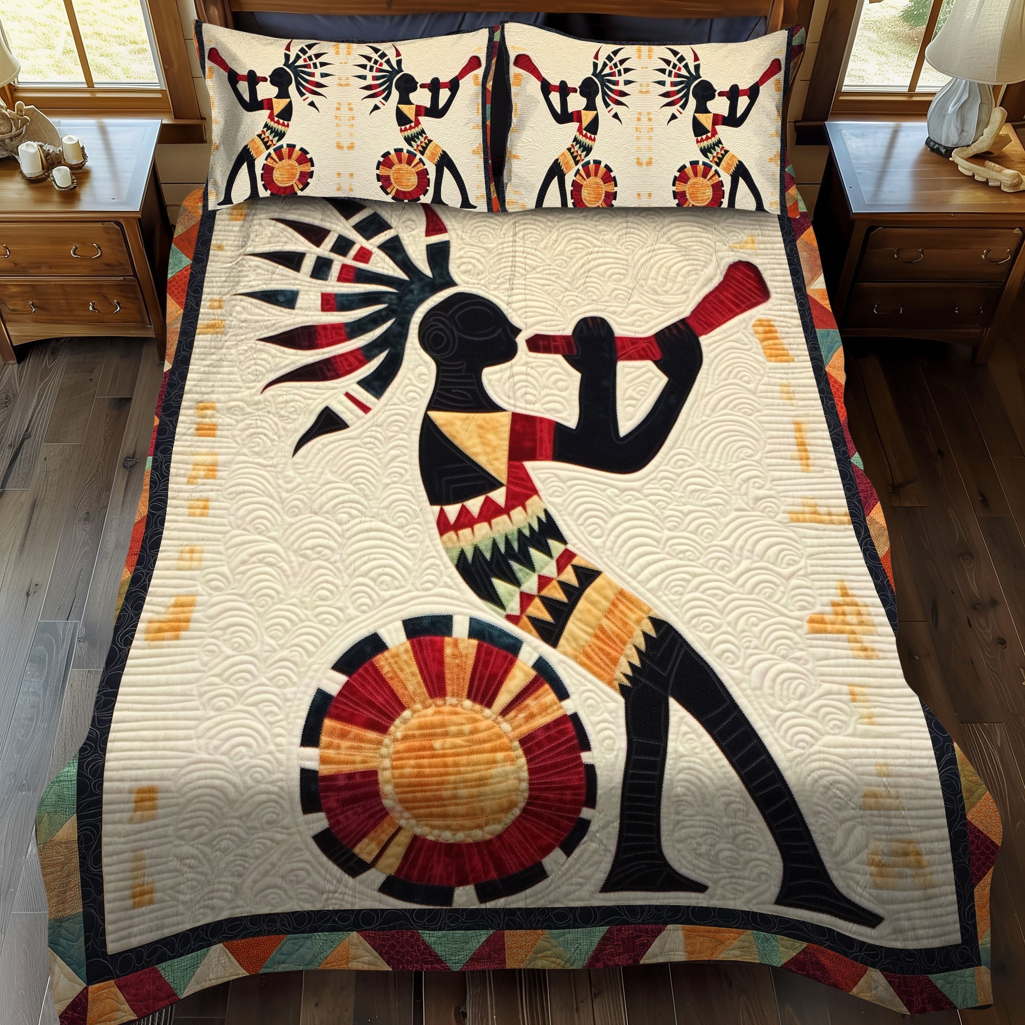 Echo of Ancients Quilted Bedding Set Best Christmas Duvet Cover Set Native American Presents