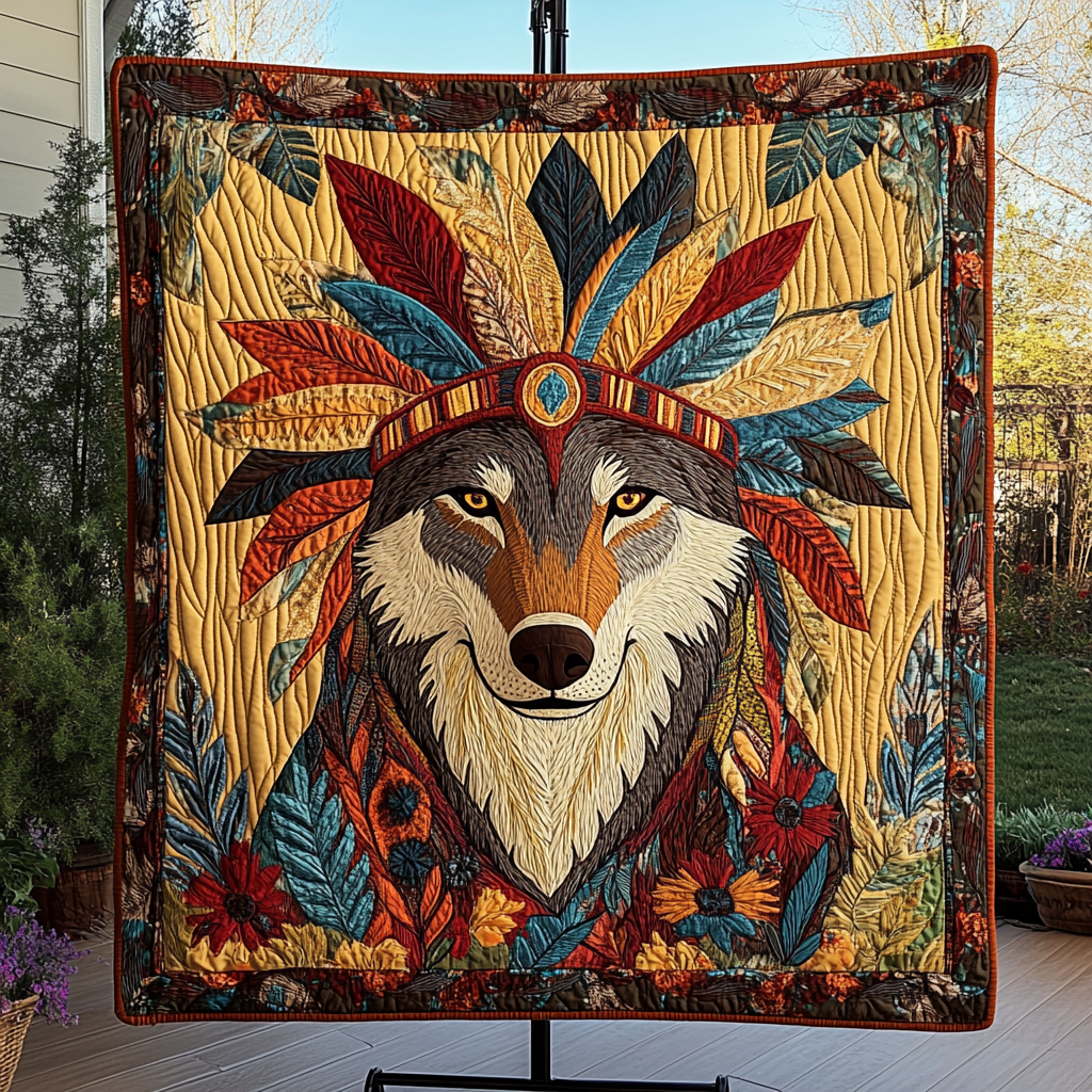 Echo of the Wilderness Quilted Blanket Unique Wolf Blanket Presents For Wolf Lovers