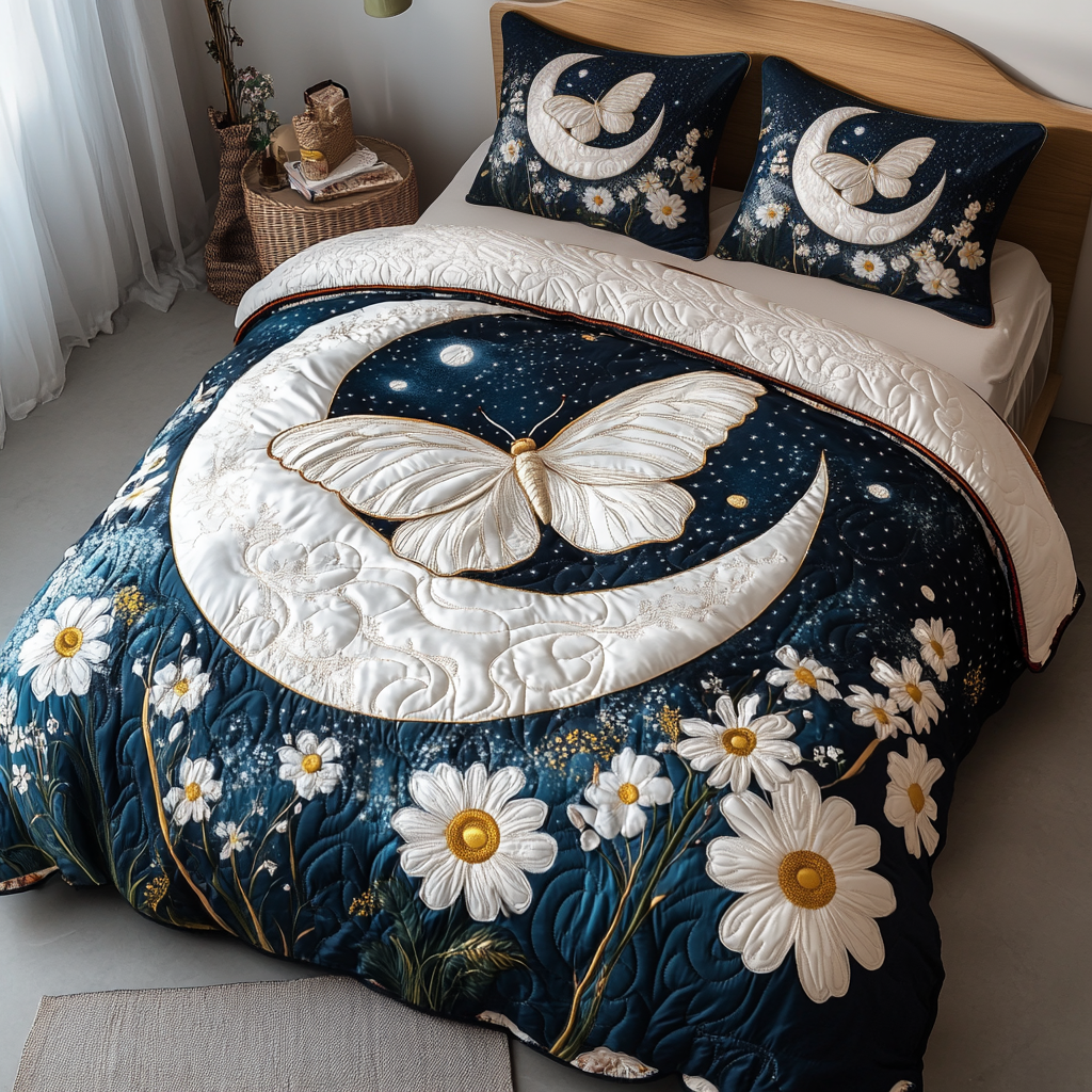 Echo Wing Quilted Bedding Set Best Bedspread Set Birthday Gifts With Butterflies