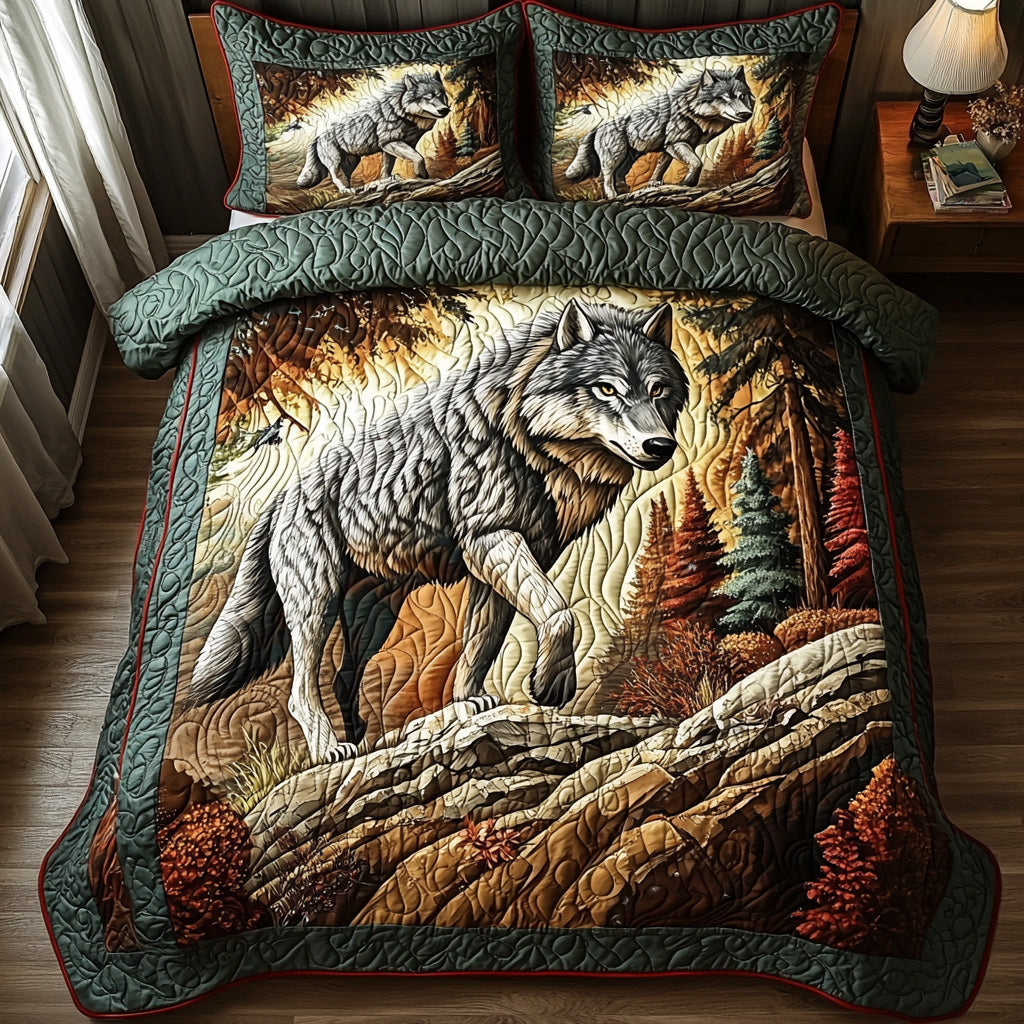 Echo Wolf Quilted Bedding Set Best Bed Sheet Set Gift For Wolf Lover
