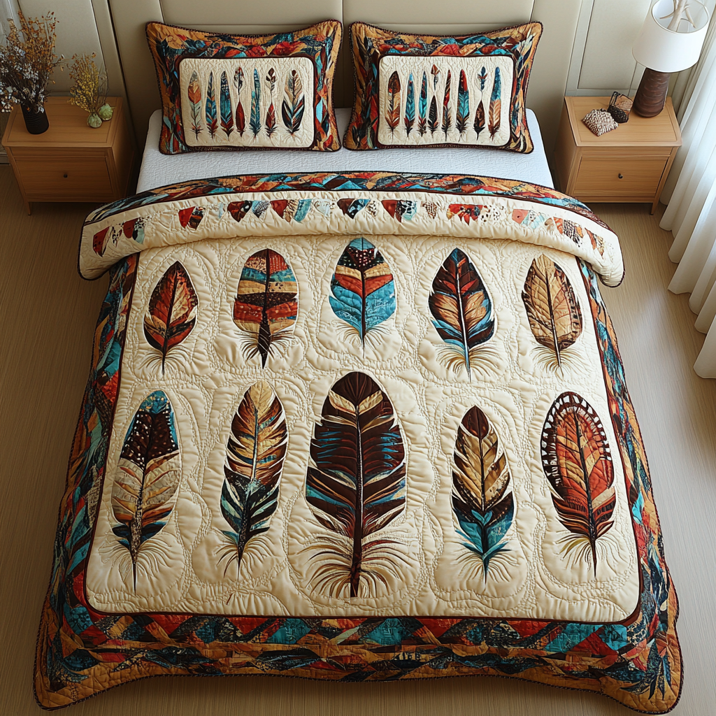Echoes of Nature Quilted Bedding Set Xmas Holiday Duvet Cover Set Native American Gifts For Her