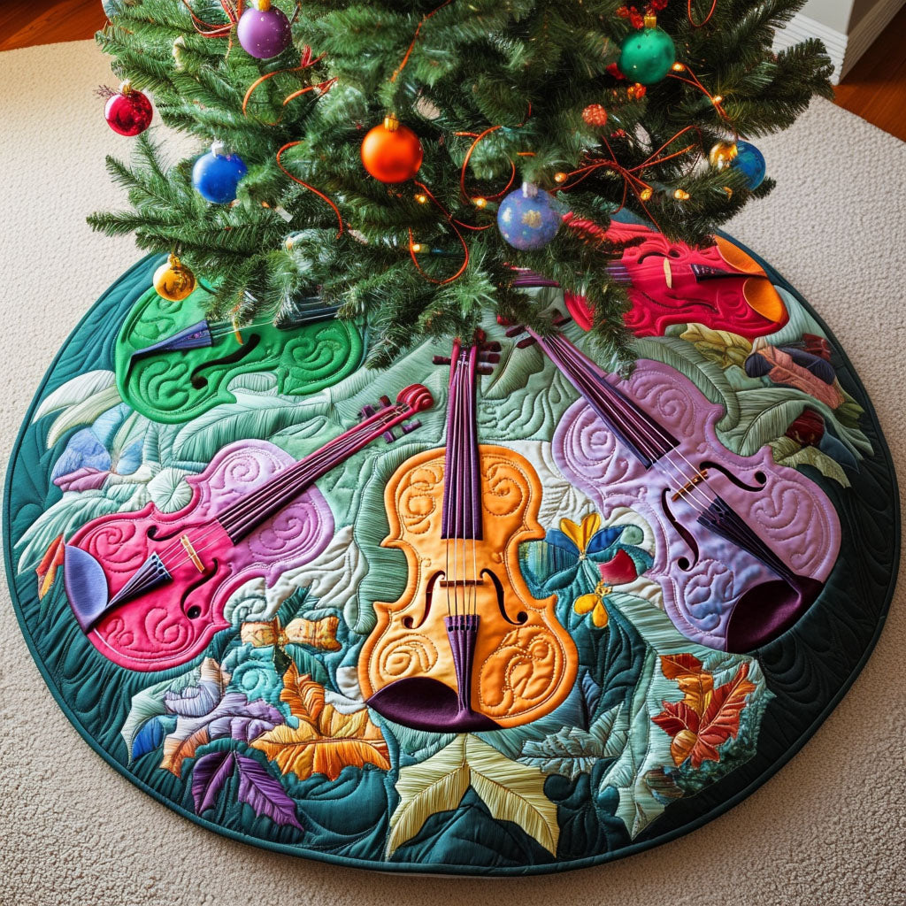 Echoes Of The Bow Quilted Christmas Tree Skirt Xmas Tree Skirt for Holiday Decor Holiday Party Decor for Home