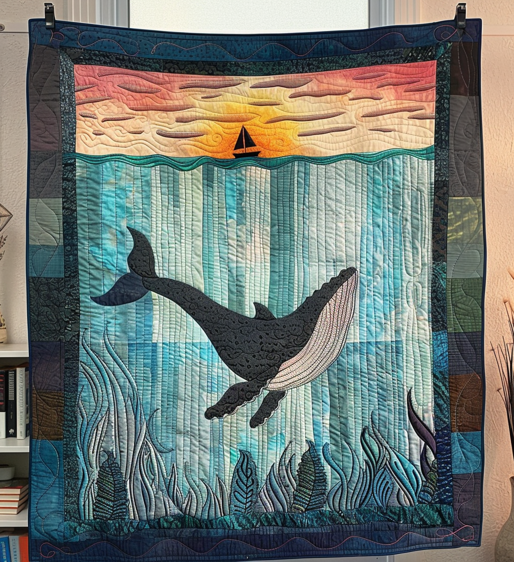 Echoes of the Deep Quilted Blanket Whale Gifts For Adults