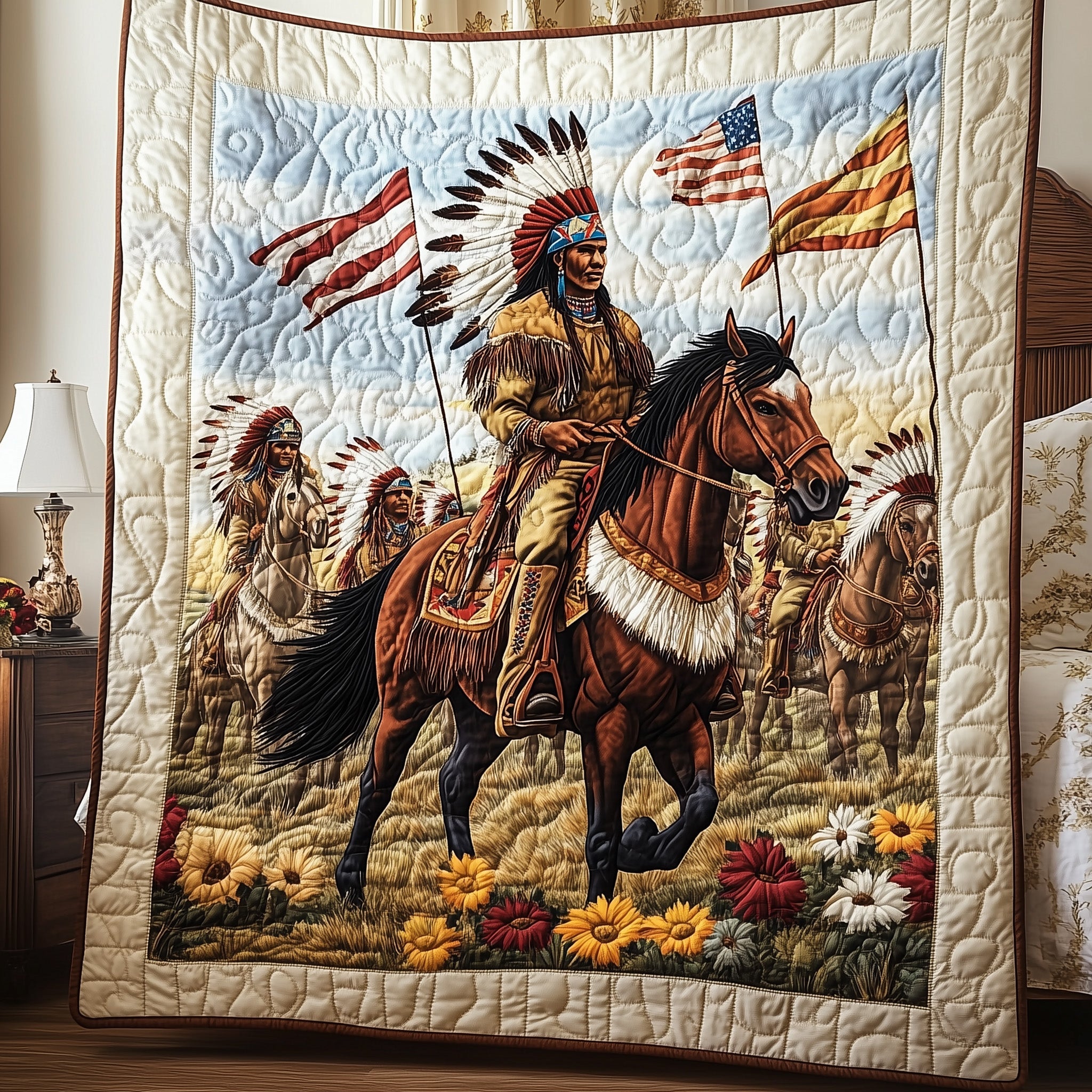 Echoes of the Drum Quilted Blanket Couch Throw BlanketNative American Gift Ideas