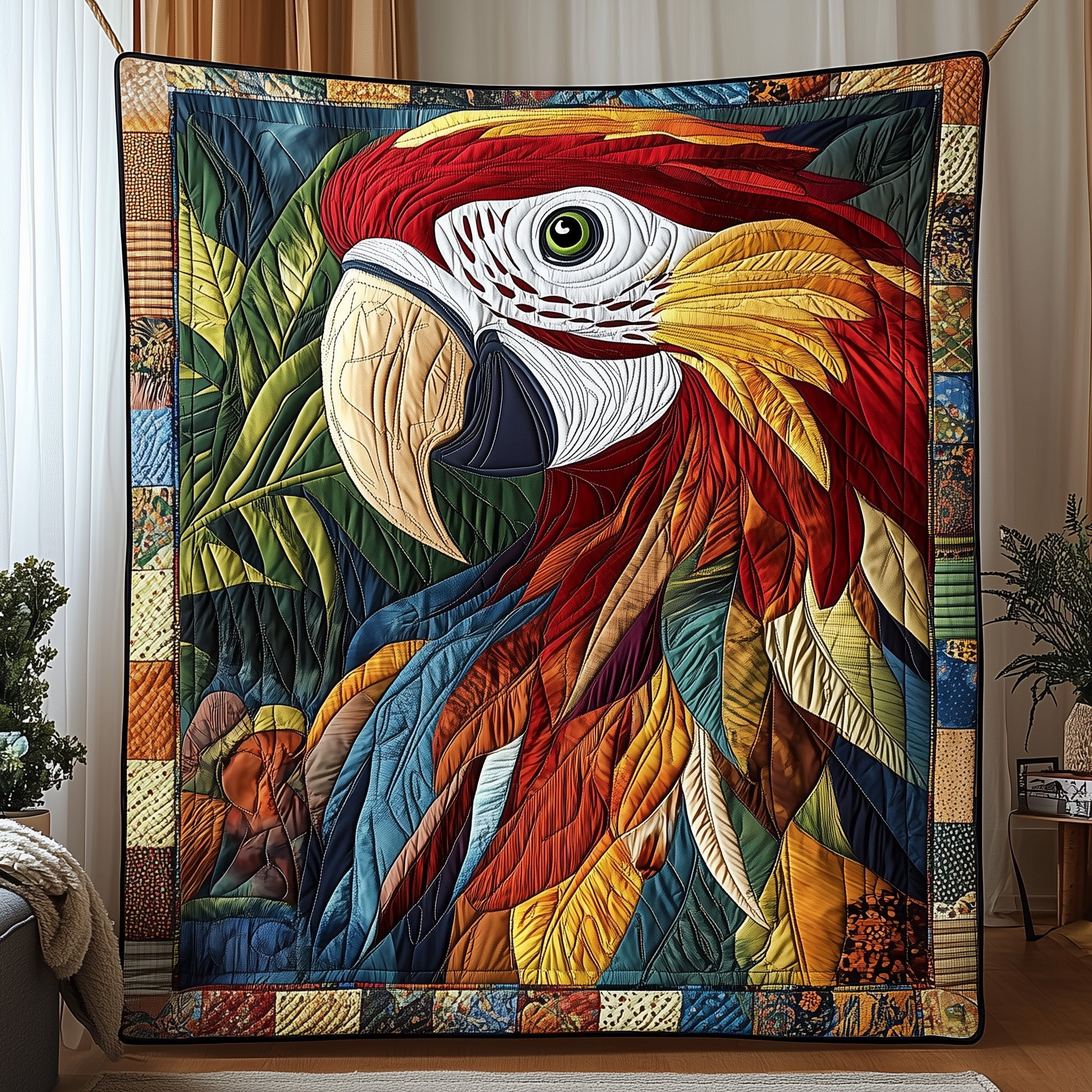 Echoes of the Jungle Quilted Blanket Couch Throw BlanketChristmas Gifts For Parrots