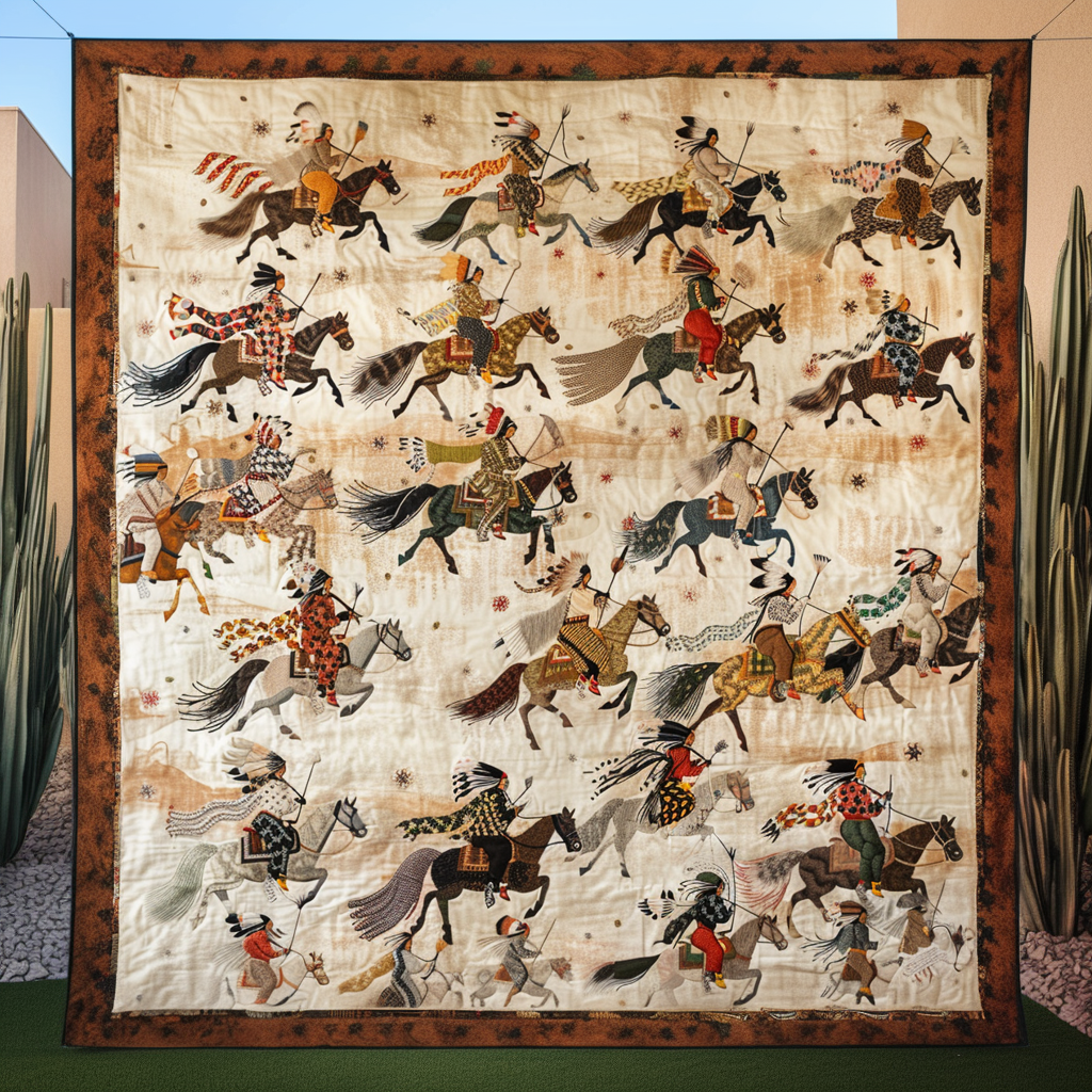 Echoes of the Plains Quilted Blanket Bedroom Xmas Decor Native American Gifts For Men Women