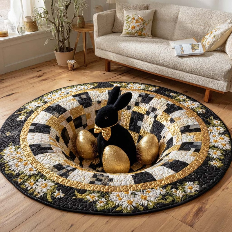 Eclipse Bloom Quilted Round Mat Boho Floral Home Decor Best Gift For Flower Lovers