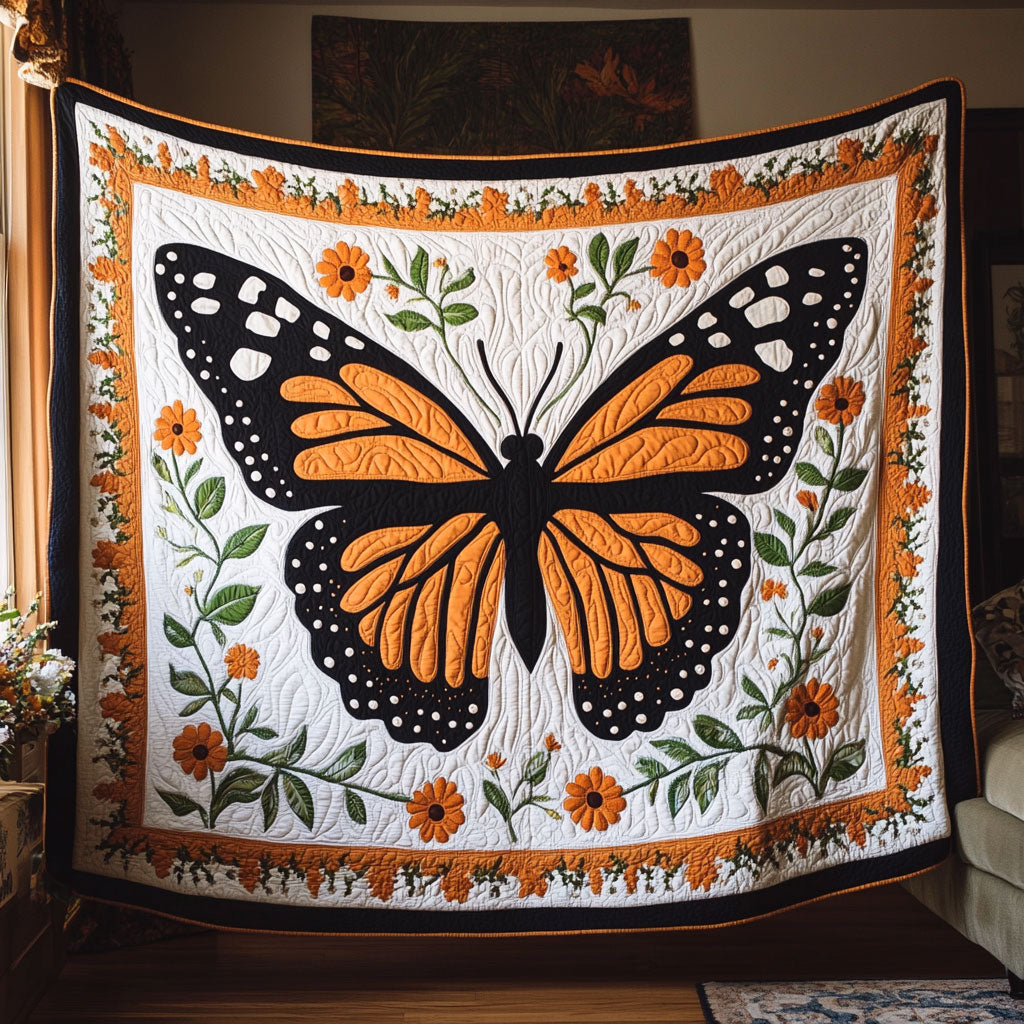 Eclipsed Monarch Quilted Blanket Winter Blanket Holiday Gifts For Grandma