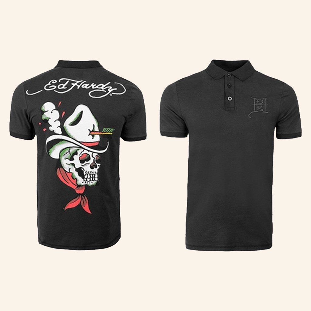 Ed Hardy Cowboy Skull Polo Shirt Ed Hardy Merch Christmas Gifts For Dad