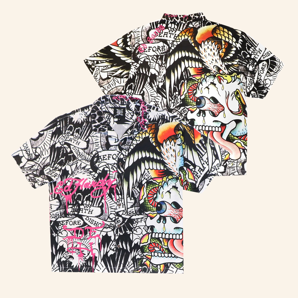 Ed Hardy Merch Battle Skull Hawaiian Shirt Ed Hardy Shirt Gift Ideas For Husband